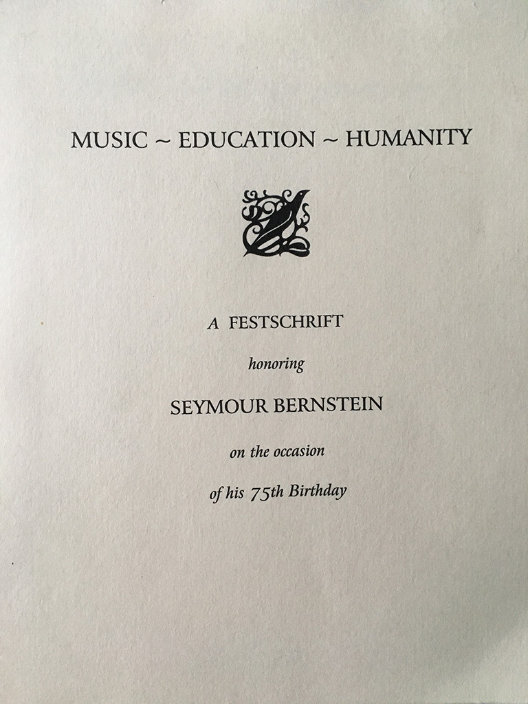 Festschrift for Seymour Bernstein, cover